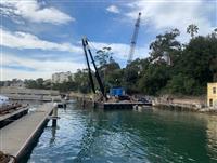 DFB Project - Crane barge to lift reinforcement off barge to deck