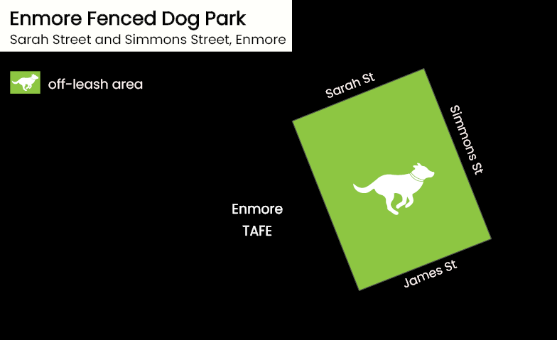 Map of Enmore Fenced Dog Park - the entire park is gated and available for off-leash dog exercise