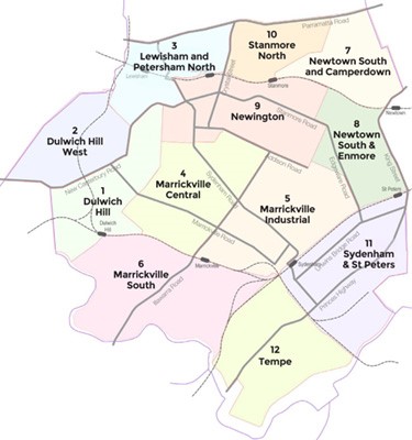 Map of the Marrickville area