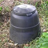 compost collective one black compost bin on grass