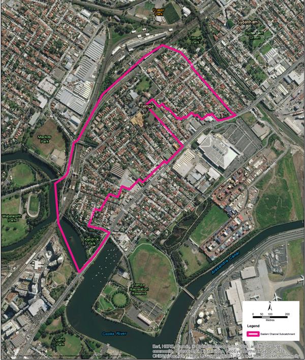 Map fo Eastern Channel Subcatchment cropped