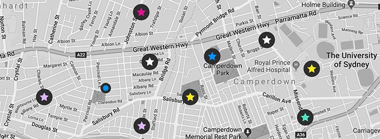 Around the inner west map
