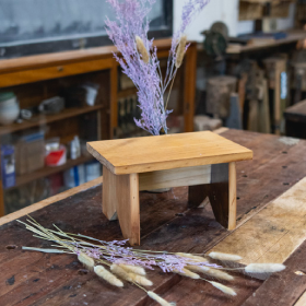 Closeup of a wooden stool