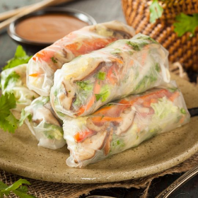 rice paper rolls on a plate