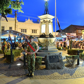 Solders in front of ANZAC monument