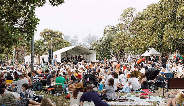 Large festival crowd in a park