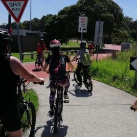 people riding bikes