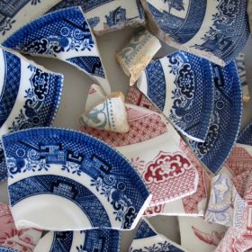 Broken ceramic tiles