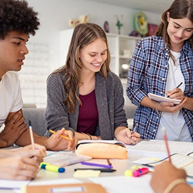 Students studying for an exam