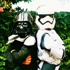 Two children dressed as star wars characters