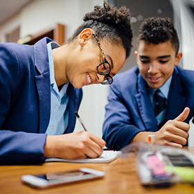 Two students studying