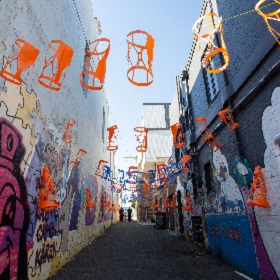 Photo of lane in Dulwich Hill featuring artwork by Dulwich Hill High Students