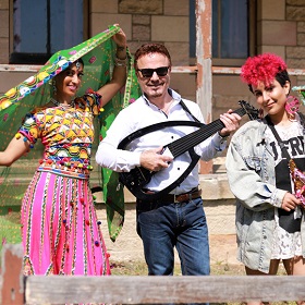 Dancer and Musicians posing in Callan Park
