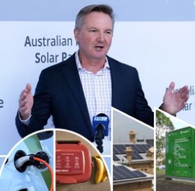 Chis Bowen presenting to audience on Australian Solar Panels