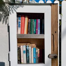close up image of street library