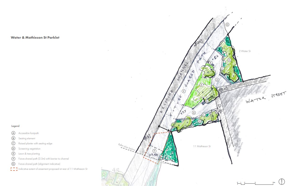 Concept design Water and Mathieson Street as part of the Cahill Street concept design