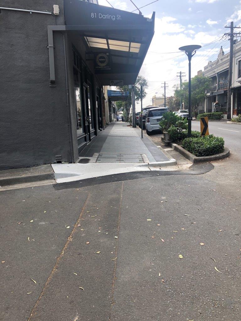 Balmain East - Duke and Darling Street Pavement showing new pavement