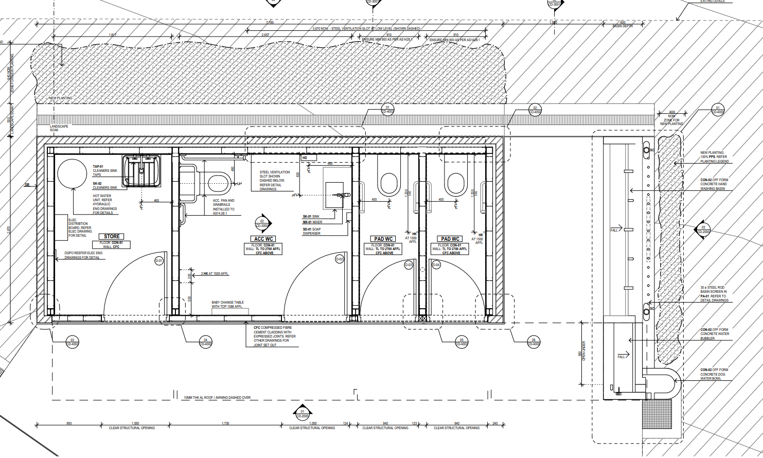 Camperdown Memorial Rest Park toilet upgrade - concept design - floor plan