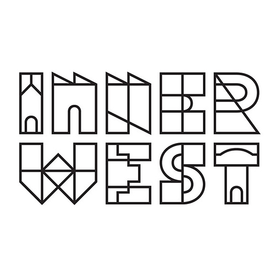 Inner West Council's logo: The letters 'Inner West' spelt in geometric shape outllines.