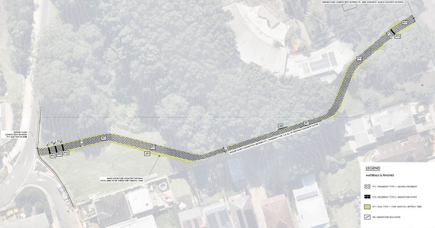 Map of new path through Leichhardt Skatepark.
