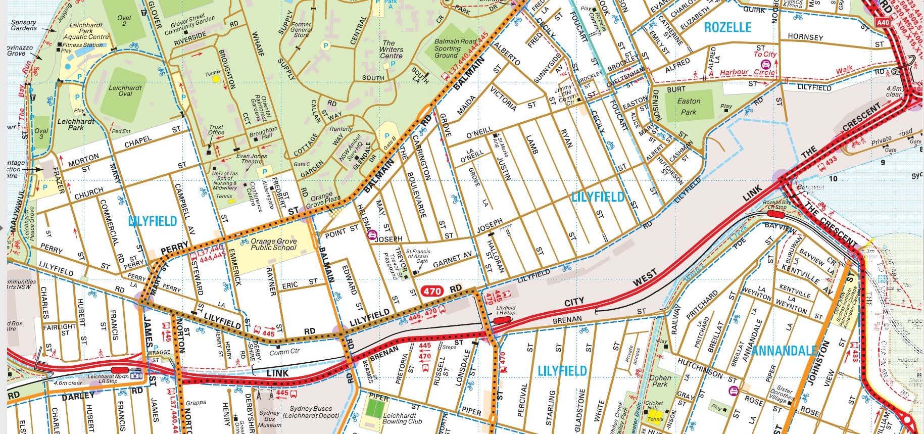  Map Rozelle showing cycle way 3 Alt Text*