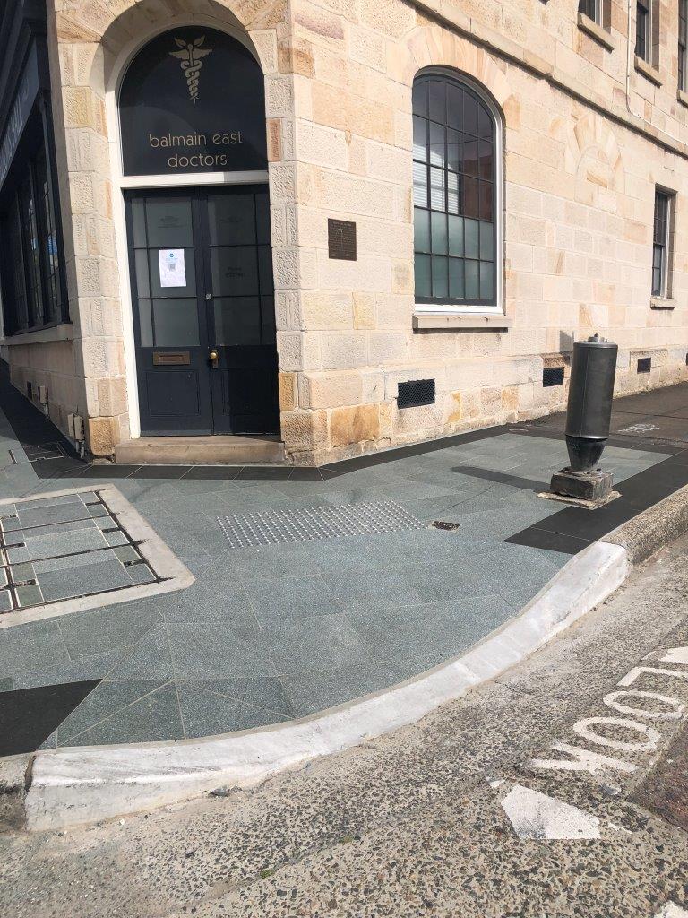 Balmain East - Nicholas and Darling Street Pavement showing new pavement