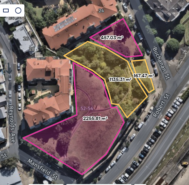 A map of Waterdale Reserve showing a Natural Area zone bisecting two turf lawn areas.