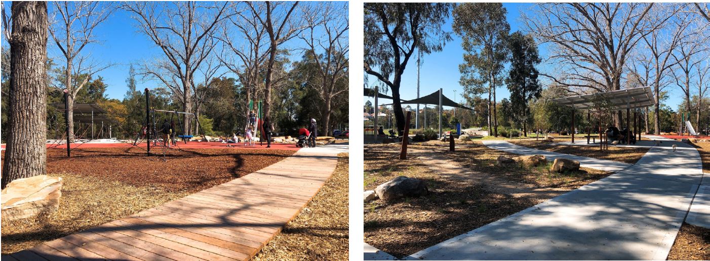 Cooks River Playground  showing soft fall and entry