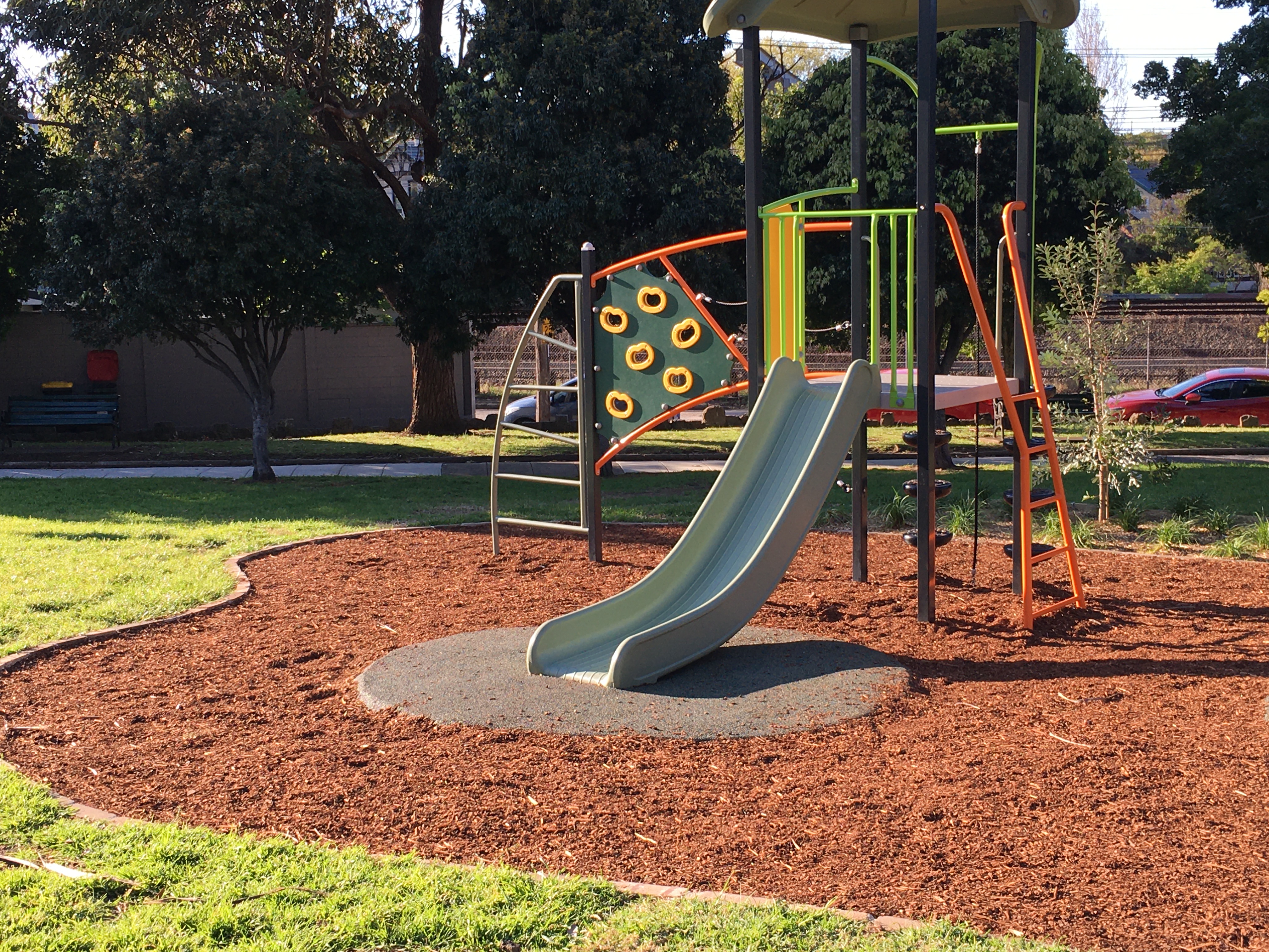 Crammond Playground with the swings