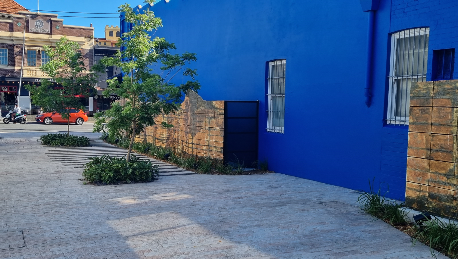 Petersham Pocket Park looking to Paramatta Road