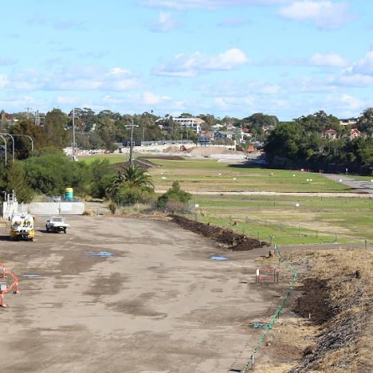 digging of grass for construction of Westconnex