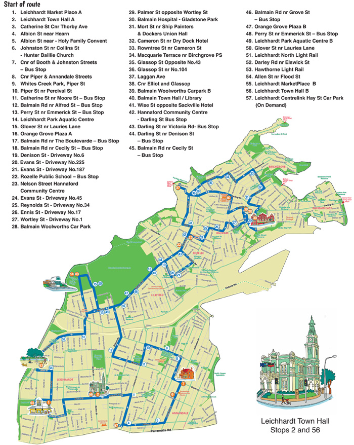 Leichhardt Local Link stops and route map