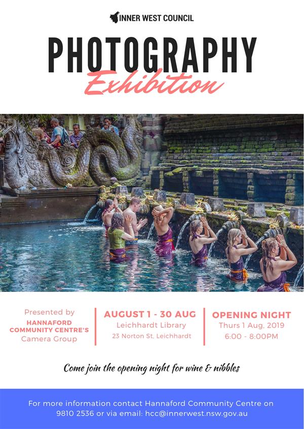 2019 Hannaford Centre Photography exhibition poster