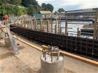 DFB Project - Reinforcement and formwork installed for upstand sea wall
