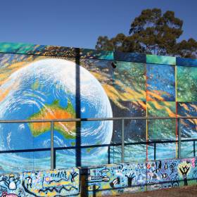 Mural at Darrell Jackson Gardens