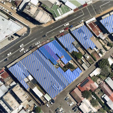 Solar panels - Business strip shops - Aerial view