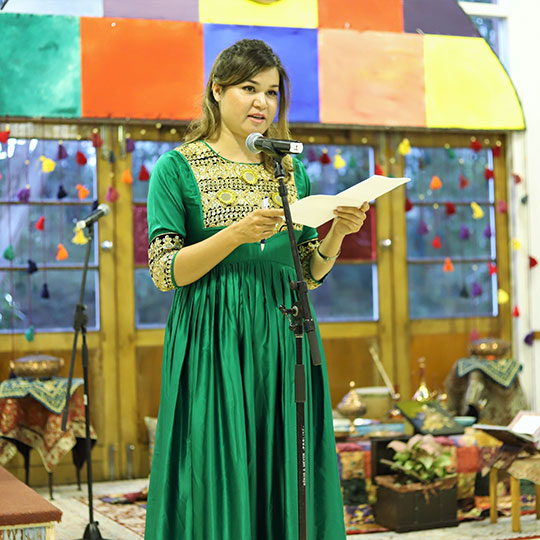 Girl in green dress