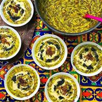 Persian soup, colourful white, yellow, gold, green