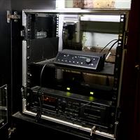 Audio visual equipment behind stage at Main Hall at Balmain Town Hall