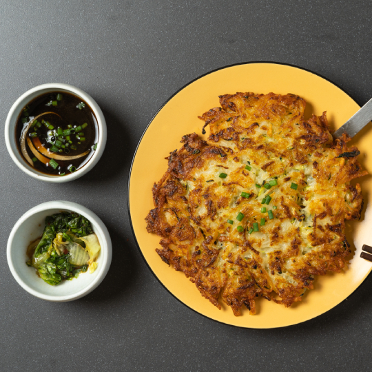 Korean-inspired scrap potato rosti hero