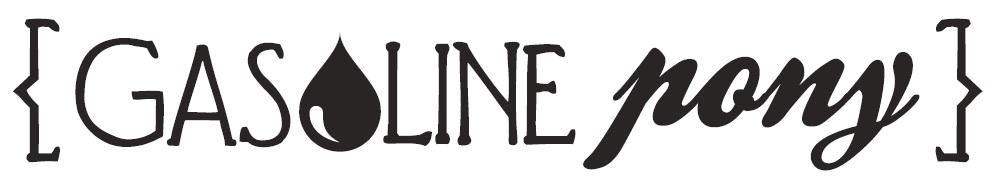 Logo of black text reading "Gasoline Pony"