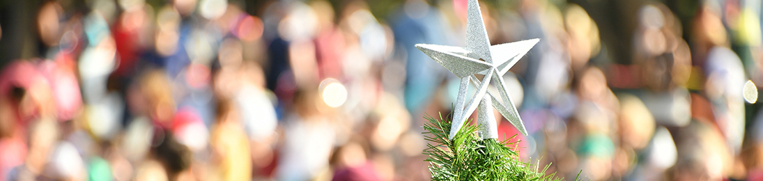 an image of a christmas tree in front of a crowd