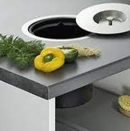 inbuilt benchtop bin for food scraps