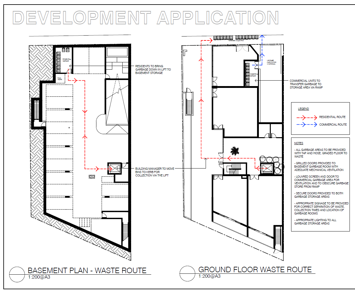 plan shows bins route of transfer