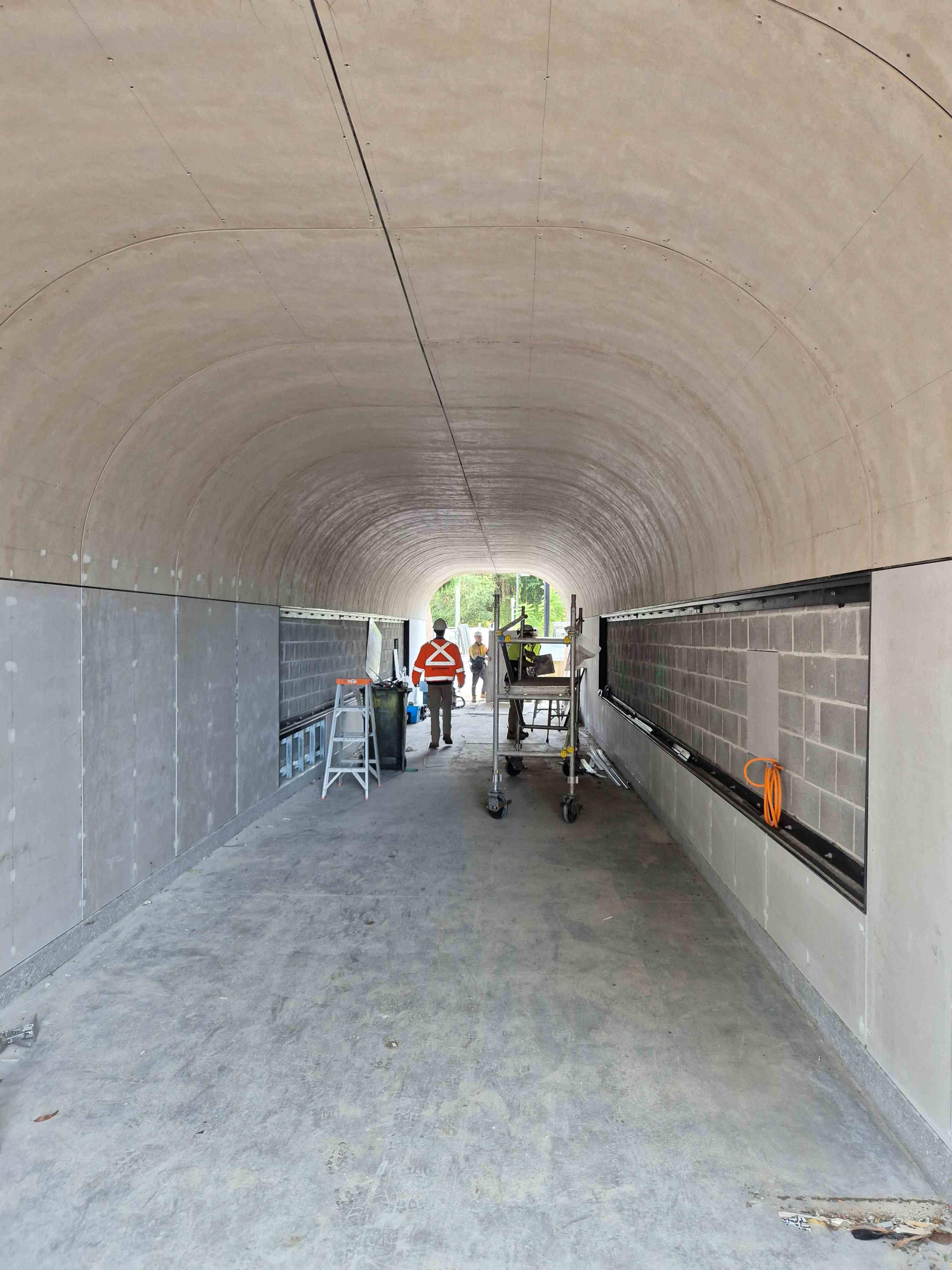 Davis Street tunnel interior cladding 20 May 2025