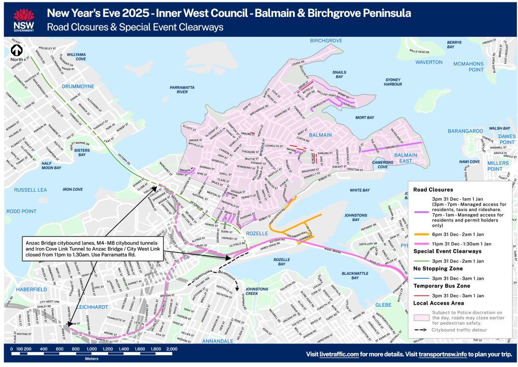 NYE 2025 road closure map 