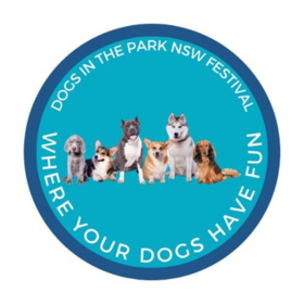 line of dogs on blue circle logo