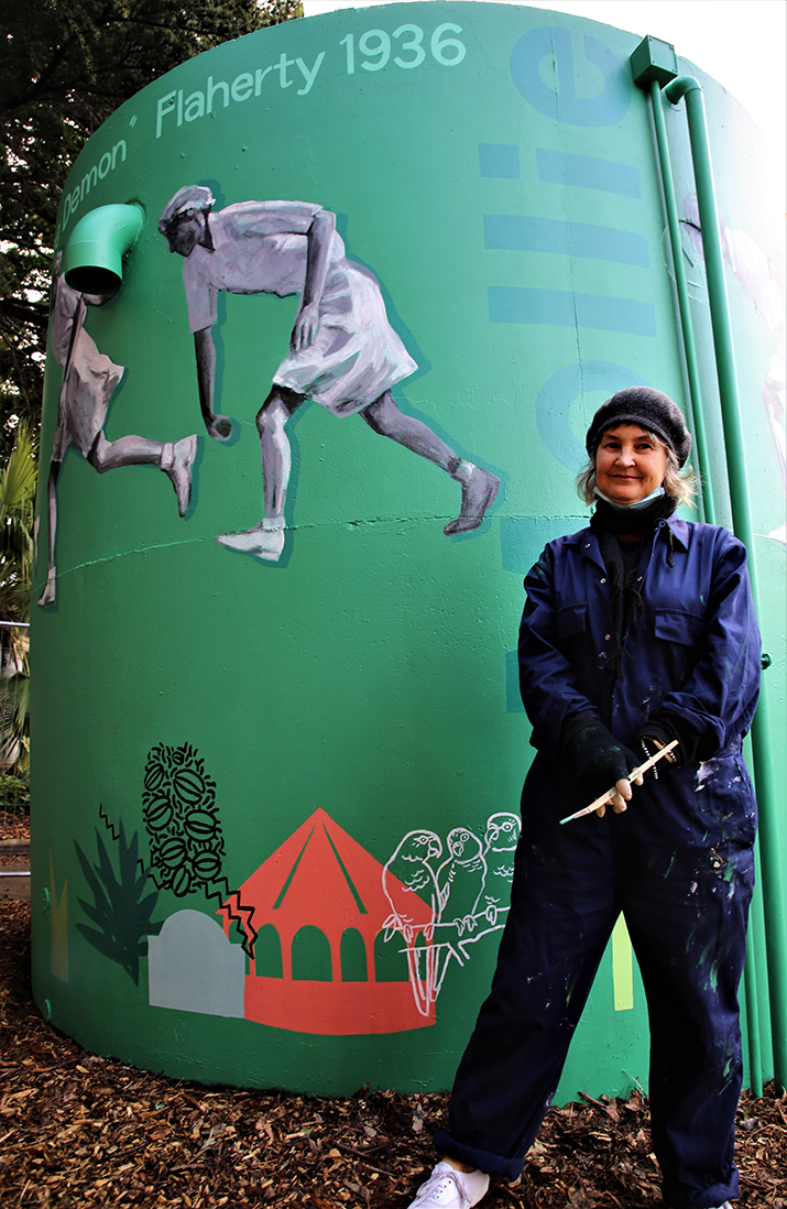 Petersham Grandstand Kelly Wallwork with her art