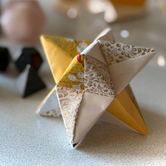 An origami work made from decorative paper.