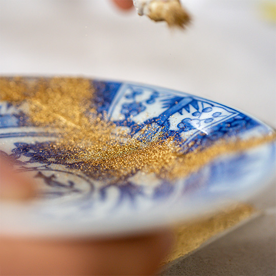 Japanese art kintsugi ceramic repair